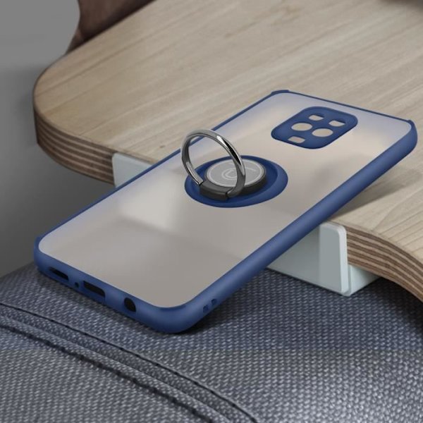 Etui - Xiaomi - Redmi Note 9 Pro Max / 9 Pro / 9S - Metallring - Stødabsorberende - Fleksibel Blå
