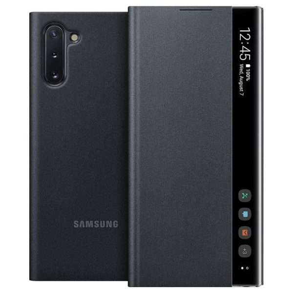 Etui - Samsung - Galaxy Note 10 - Gennemsigtig Låg - Fuld Beskyttelse - Touch Svart