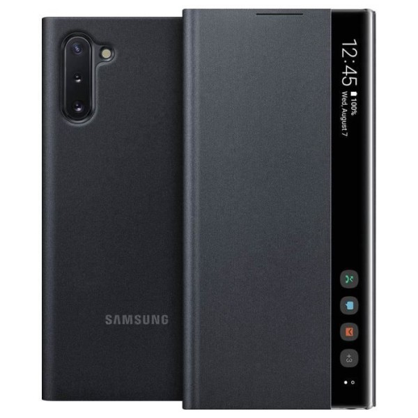 Etui - Samsung - Galaxy Note 10 - Genomskinlig Flip - Helt skydd - Touch-funktion Svart