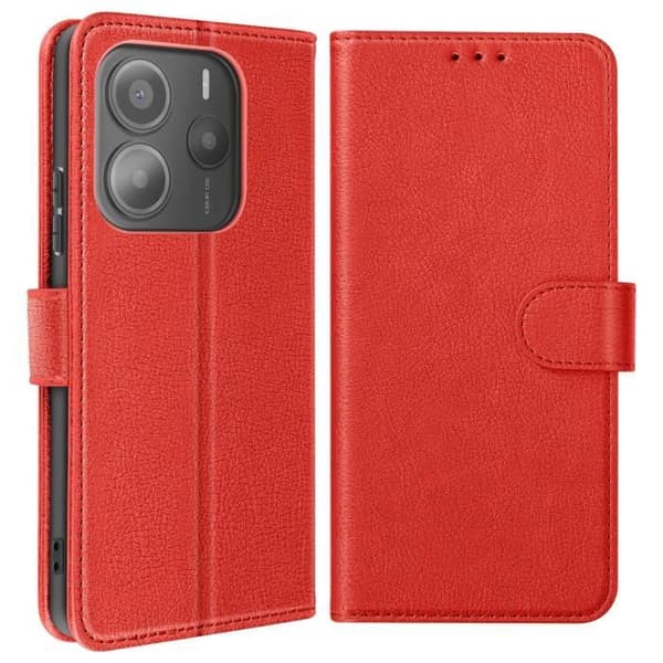 Smartphonefodral - Xiaomi - Redmi Note 14 5G - Röd - Plånbok - Videostöd Röd