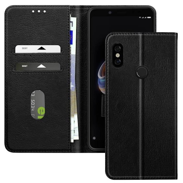 Etui til Xiaomi Redmi Note 5 Klap Pung og Video Stander Sort Svart