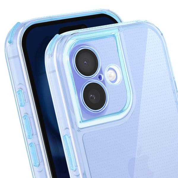 Skydd för iPhone 16 Förstärkt Bi-Material Design Texturerad Halkfri Ljusblå Blå