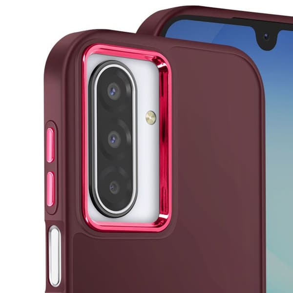 Matte case for Galaxy A17 with Bordeaux metallic camera bezel Röd