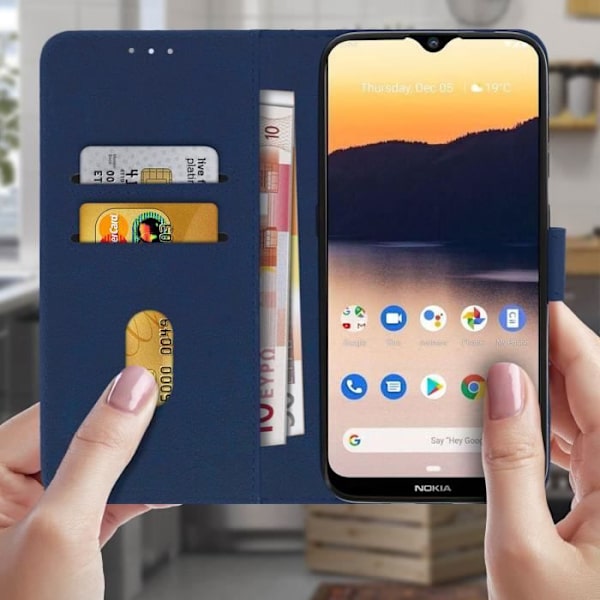 Étui til Nokia 2.3 - AVIZAR - Klap Wallet - Mørkeblå Blå