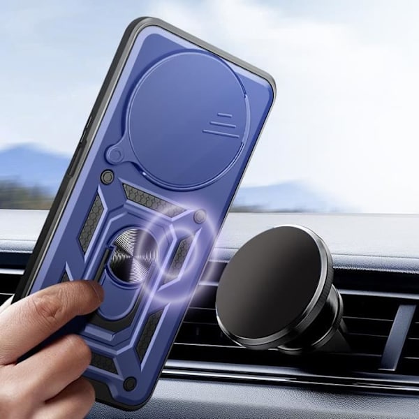 Fodral för Xiaomi Redmi 14C Ring Support Sliding Camera Cover Blue Blå