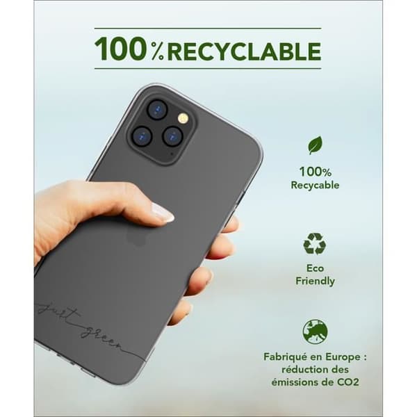 Coque - Just Green - iPhone 12 Pro Max - Återvinningsbar - Flexibel - Transparent Transparent