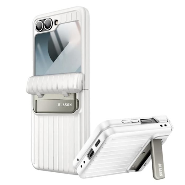 Etui til Samsung Galaxy Z Flip 6 Rugged Carbon Fiber Kickstand I-Blason White Vit