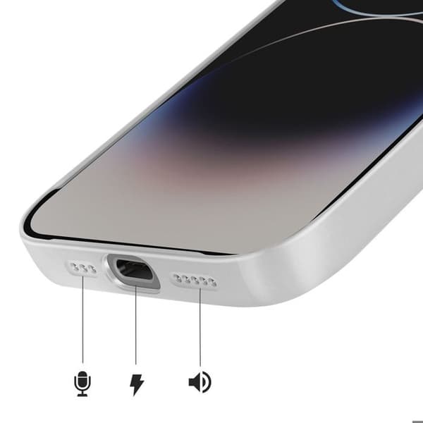 iPhone 14 Pro-fodral Kompatibel med MagSafe AG Glass Mate Silver Finish Grå