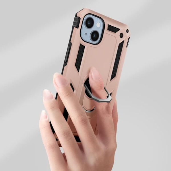 AVIZAR iPhone 14 fodral - Stötsäker hybrid - Stödring - Rose guld rosa guld