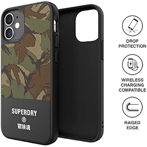 Støbt lærreds beskyttelsescover til iPhone 12 Mini 5.4 - SUPERDRY - Camouflage Grøn grön camo