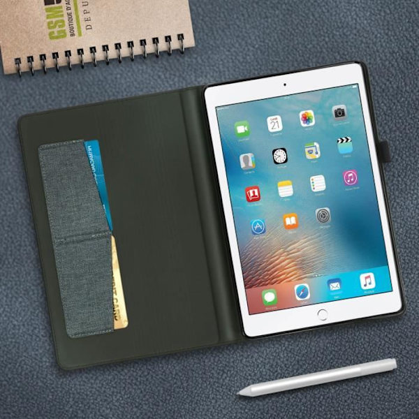 Hylster - Mode - iPad Air / iPad 9.7 - Øko-læder - Støtte - Kortopbevaring Grå