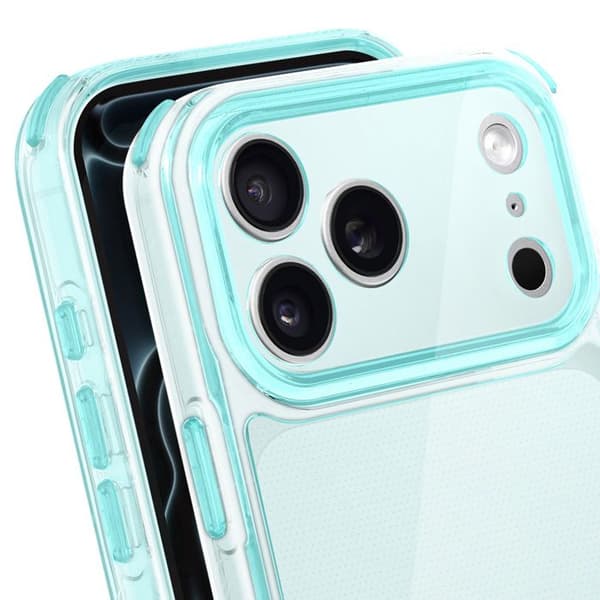 Skydd för iPhone 17 Pro Max - AVIZAR - Tvåmaterial - Halkfri - Förstärkt - Transparent Blå
