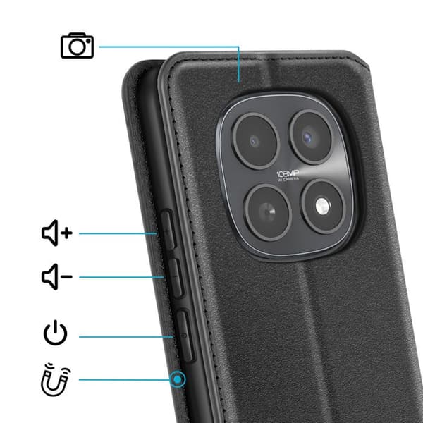 Folio-etui til Redmi Note 15 5G / 4G med kortlomme og støttefunktion Sort Svart