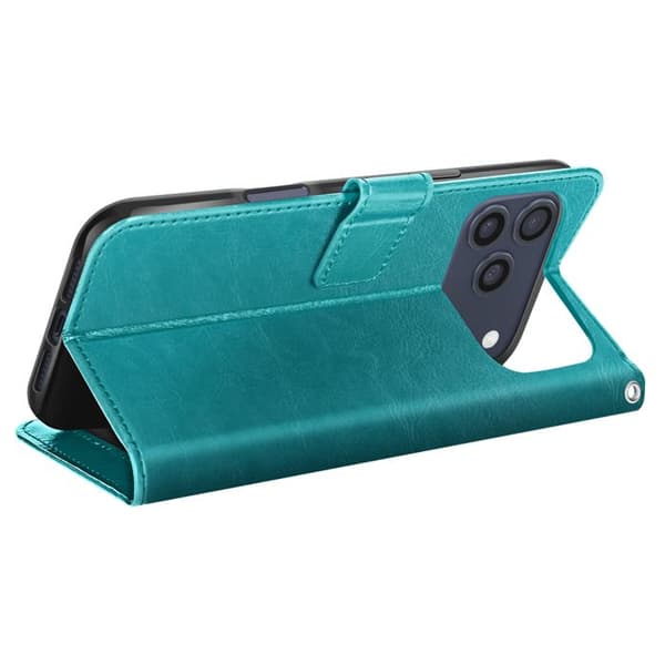 Plånboksfodral för iPhone 17 Pro Max med handrem och ställfunktion Mayaxess Blågrön Blå