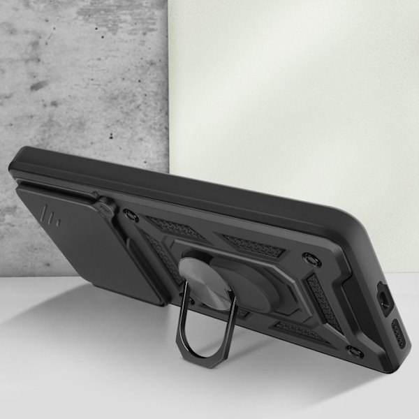 Coque til Xiaomi Redmi Note 14 4G Støtte Ring Beskyttelse Kamera Mayaxess Sort Svart