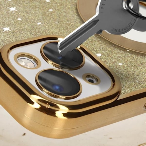 Coque iPhone 13 Paillette Guld AVIZAR - Protecam Spark - Kromkant - Fin og let - Silikone gel - Gul Guld
