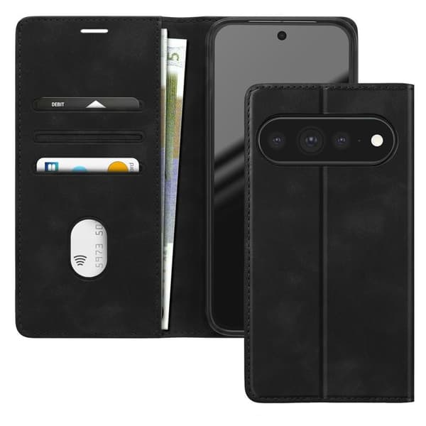 Pungetui til Google Pixel 11 / 11 Pro Suede Effekt med Sort Støtte Svart