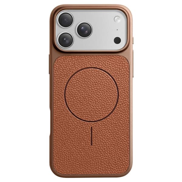 MagSafe-cover til iPhone 17 Pro i to materialer, stødabsorberende, brun lædertekstur brun