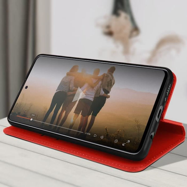 AVIZAR Samsung Galaxy A51 Folio Cover - Röd - Videostödfunktion - Kortfack Röd