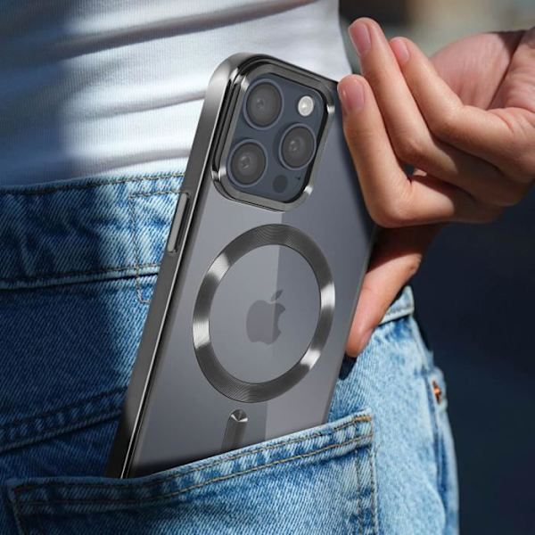 Beskyttelsesskal - Swissten - Metal - iPhone 15 Pro Max - Sort - Kompatibel med MagSafe Svart