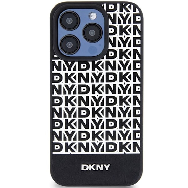 Kuori iPhone 15 Pro Max - DKNY Nahkainen Printtipainatus Metallilogo MagSafe (DKHMP15XPSOSPK) - Musta