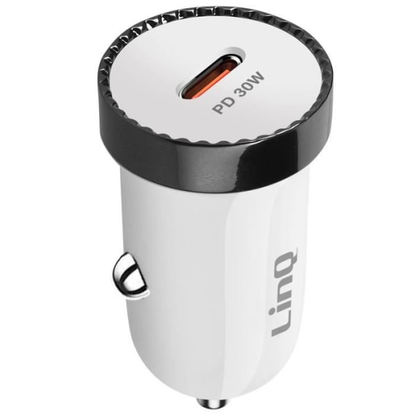USB C Car Cigarettænder Oplader 30W Strømforsyning Kompakt LinQ Hvid Vit