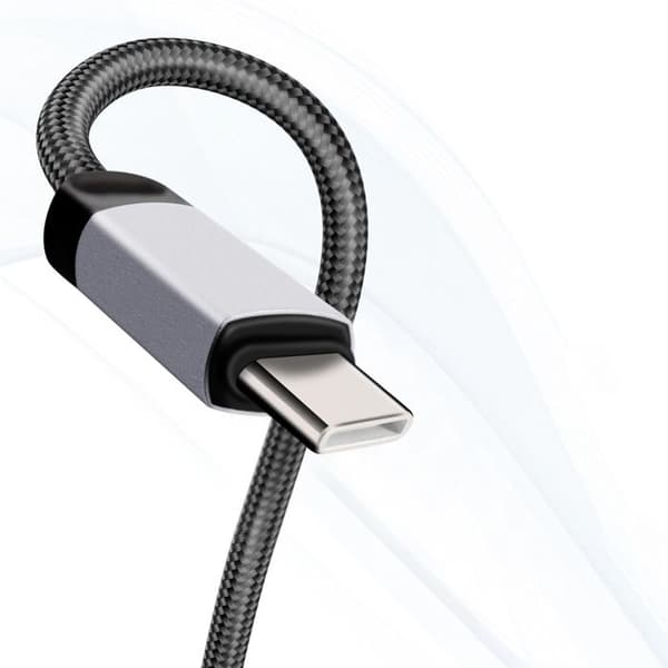 USB C / USB Snabbladdningskabel 27W Dataöverföring Flätad 1.2m LinQ Svart