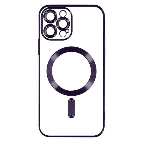 MagSafe Cover - AVIZAR - iPhone 13 Pro Max - Lilla Silikone - Krom Kant - Fleksibel Violett