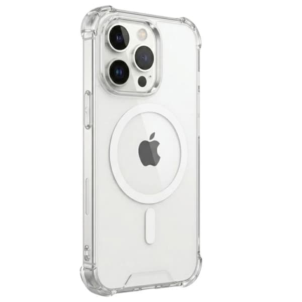 MagSafe-cover til iPhone 16 Pro Max Stødabsorberende Bumper med Forstærkede Hjørner Gennemsigtig Vit