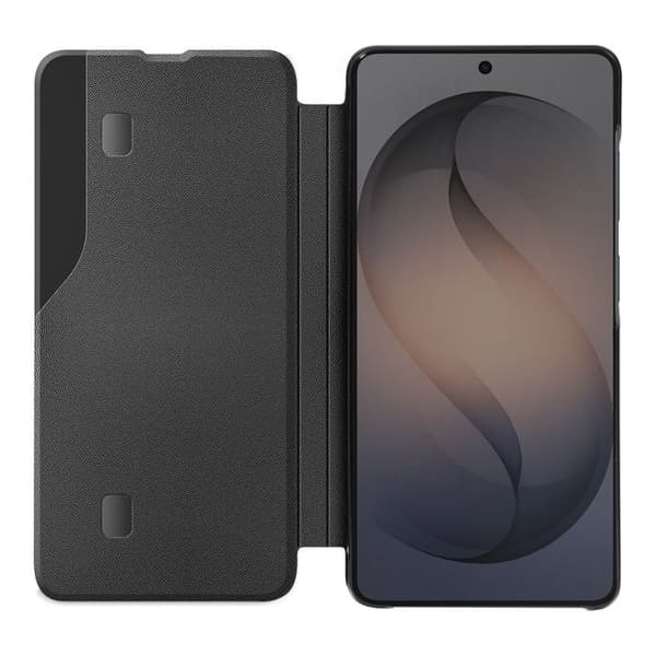 Flip Cover til Galaxy S26 Plus Bi-Materiale Design med Støttefunktion Sort Svart
