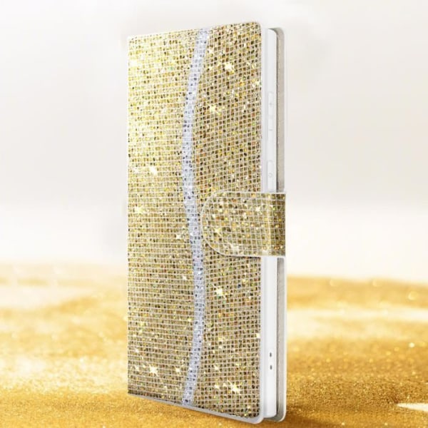 Fodral till Samsung S23 Ultra Glitter Disco Plånboksställ Video Gold