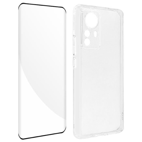 Xiaomi 12 Pro Fodral Mjuk Silikonfilm Härdat Glas 9H Böjd Transparent Vit