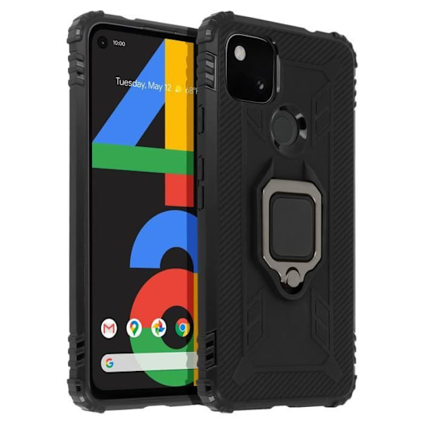 Coque - Google - Pixel 4A - Flexibel - Stötsäker - Metallring Video Stöd Svart Svart