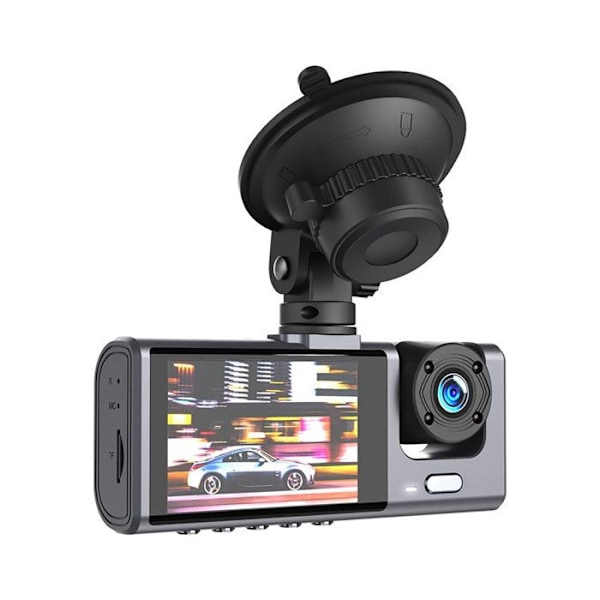 Dashcam 3 Autokamera kolmella kameralla mikrofonilla ja kaiuttimella Partel Musta Svart