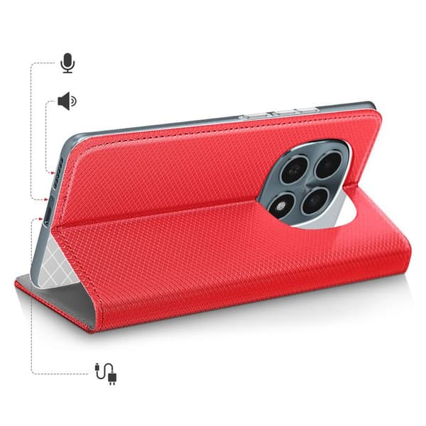 Etui til Redmi Note 15 5G Stribet Effekt med Kortlomme og Ståfunktion Rød Röd