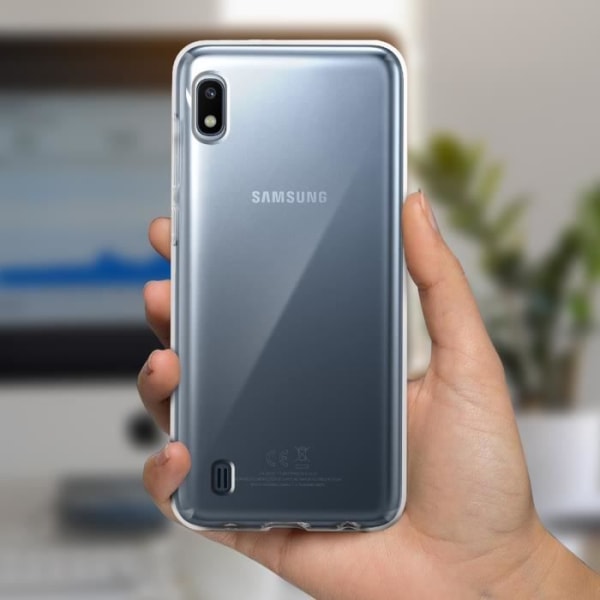 Galaxy A10 etui Blødt silikone og 9H hærdet glas skærmfilm gennemsigtig hvid