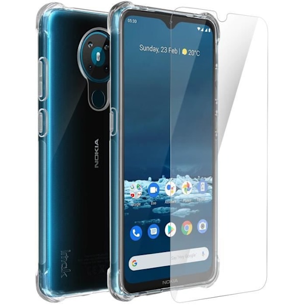 Skyddspaket - IMAK - Nokia 5.3 - Flexibelt silikonfodral - Stötsäkert - Ultratransparent Klar vit