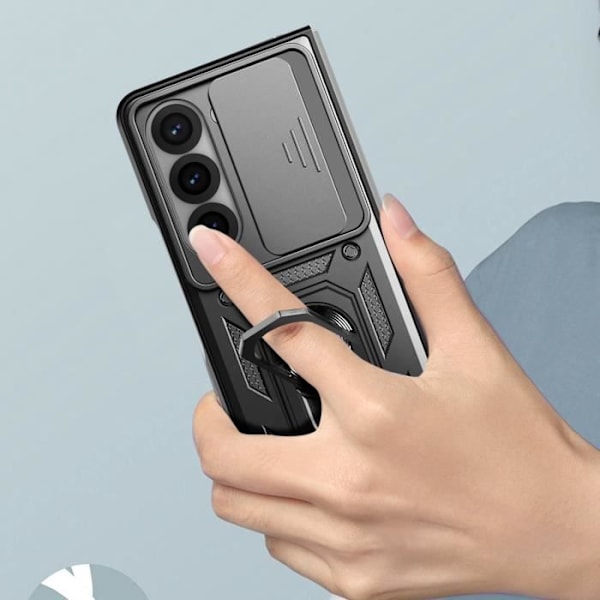 Taske til Samsung Z Fold 6 Ring Support Skydekamera Cover Sort Svart