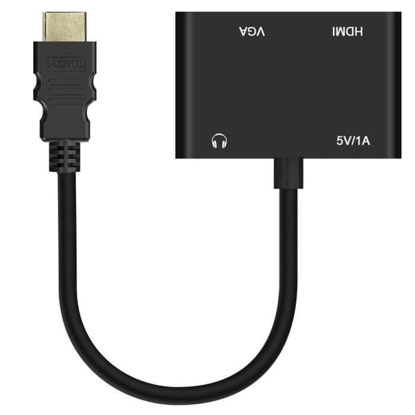 Videoadapter - AVIZAR - HDMI til VGA - Dobbelt udgang - HD - Kompakt design