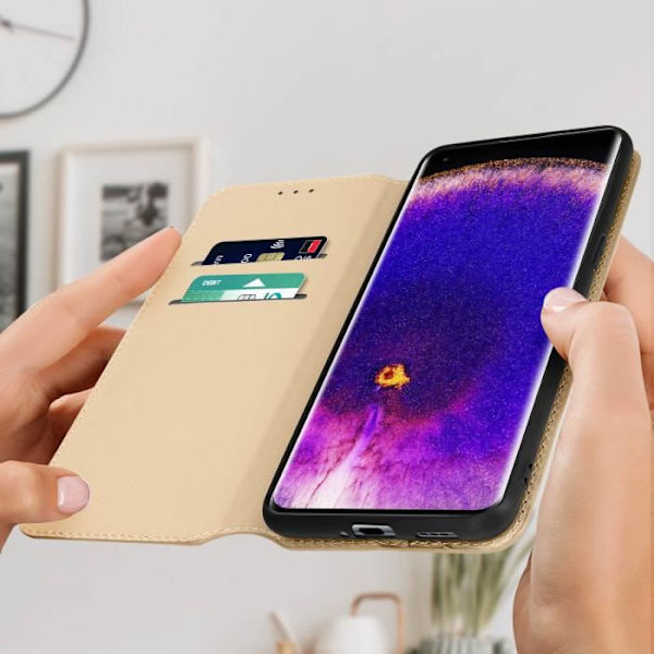 Oppo Find X5 Pro Wallet Cover Video Support Funktion Guld Guld