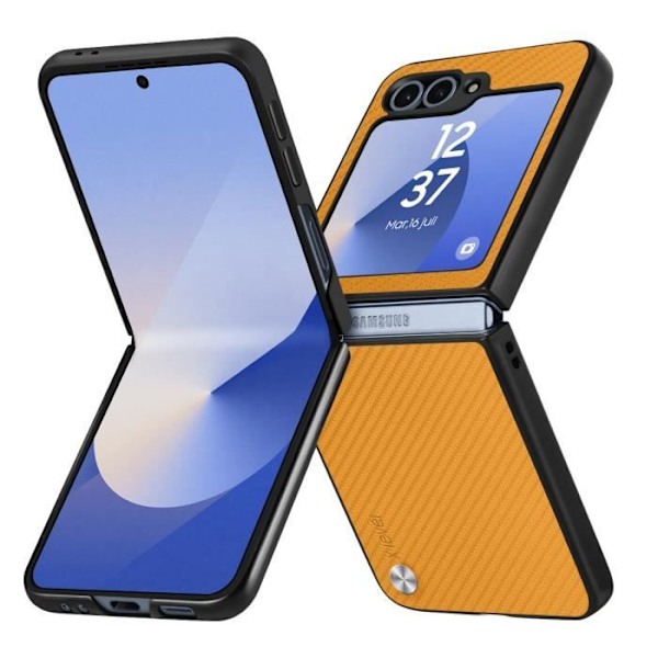 Suojakuori Samsung Galaxy Z Flip 6 Carbon Fiber Texture X-Level Orange -puhelimelle Orange