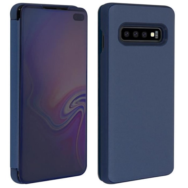 Sæde til Samsung Galaxy S10 Plus - AVIZAR - Spejl etui - Gennemsigtig klap - Semi-rigid covers - Mørkeblå Midnattsblå