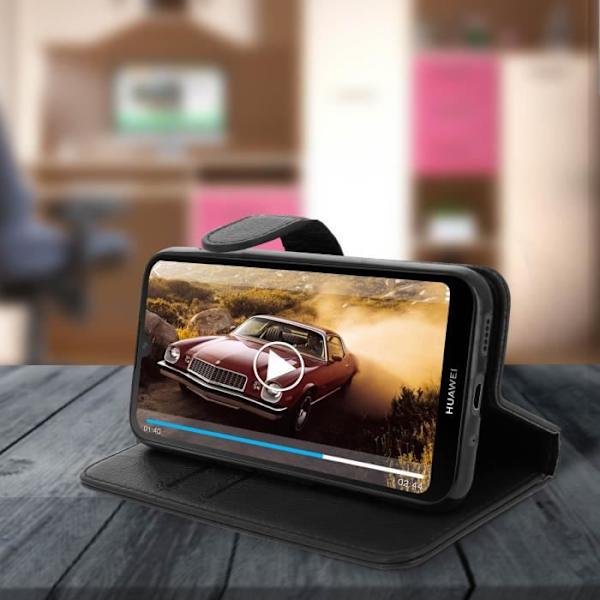 Husetaske - AVIZAR - Huawei Y5 2019 - Sort - Blød Plast - Videostøtte Svart