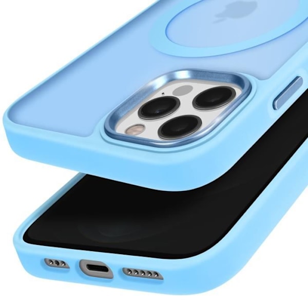 MagSafe-kuori iPhone 12 Pro:lle ja 12 Matta Hile Selkävaippa Vaaleansiniset Rajat Blå