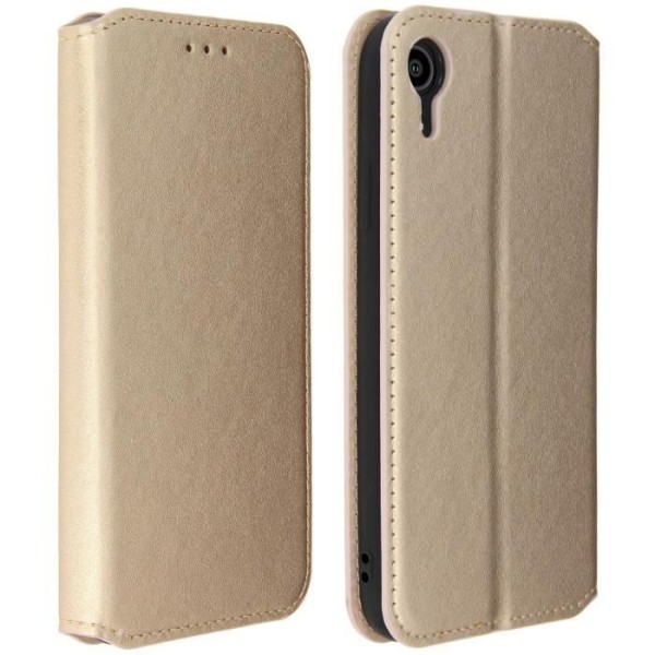 IPhone XR-fodral - MÄRKE - Fickfodral - Ekoskinn - Stödfunktion - Guld kortfack gyllene