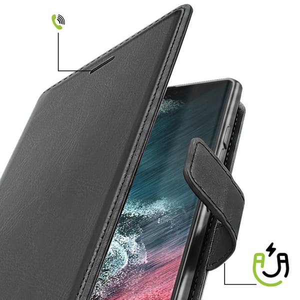 Etui til Galaxy S22 Ultra med håndledsrem og videostøtte Mayaxess Sort Svart