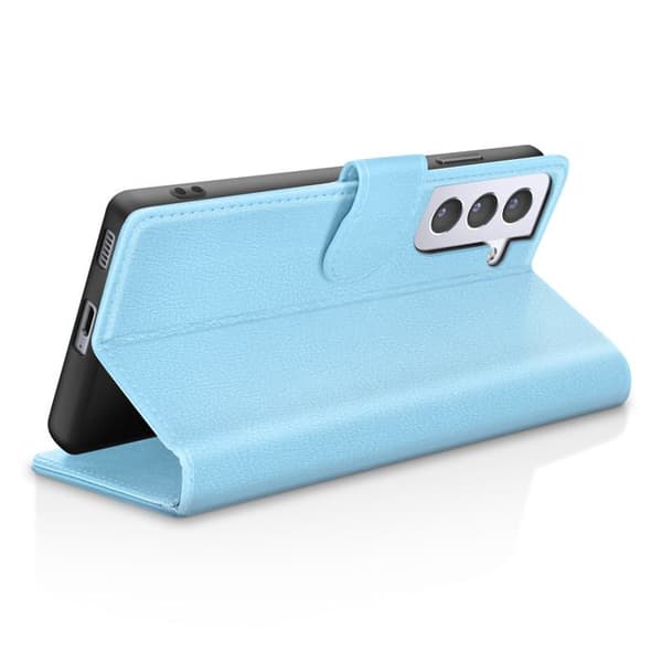Pungetui - ZANAÉ - Galaxy S21 - Lys blå - Videostativ - Magnetisk flap Blå