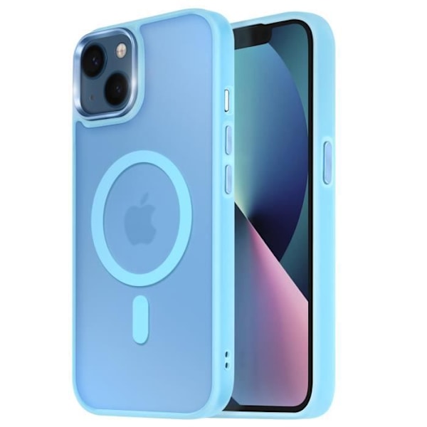 Coque MagSafe för iPhone 13 Matt Frostad Baksida Ljusblå Kant Blå
