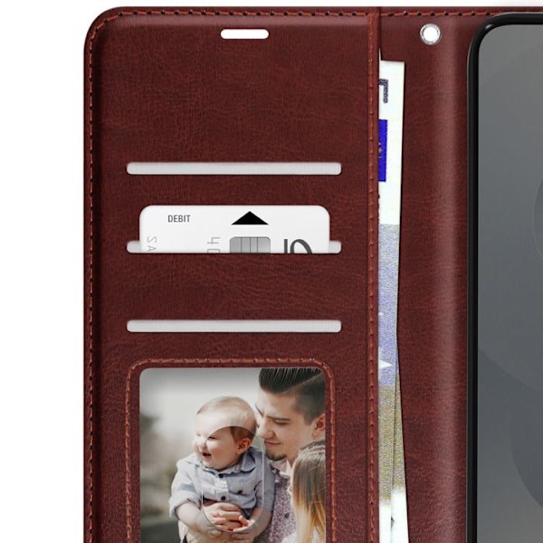 Étui til Samsung Galaxy S25 Edge Klap Wallet Støtte Mayaxess Brun kastanj