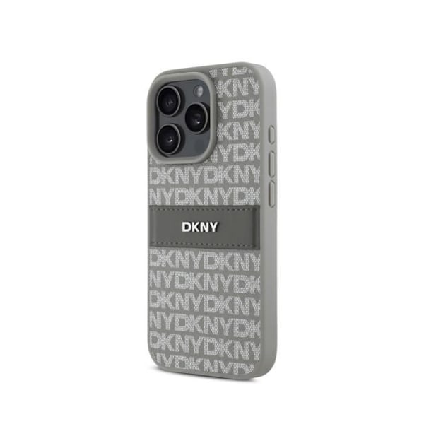 Coque för iPhone 16 Pro Utgåva Repeat Pattern Tonal Stripe med Metalliskt Logo DKNY Beige Grön